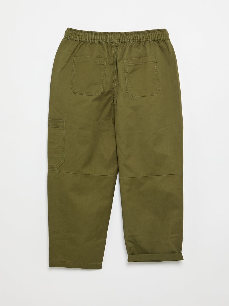 Pantalón barrel fit con cordones ajustables Kaki - Kiabi