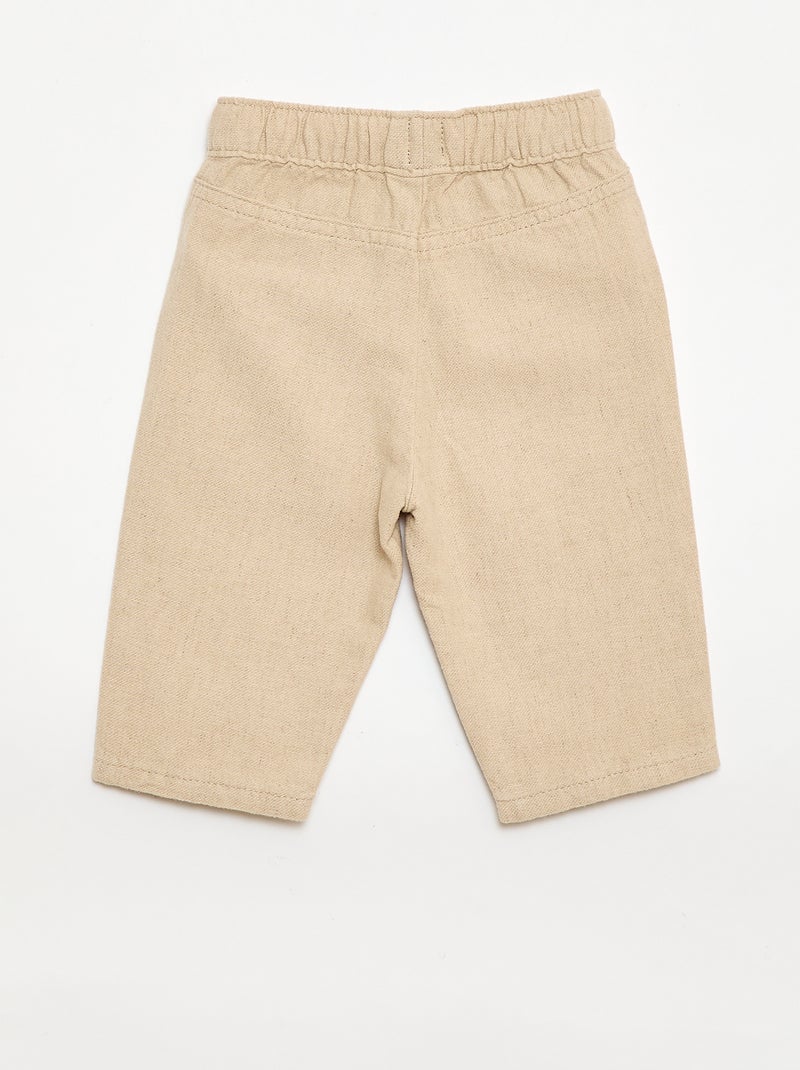 Pantalón blanco con rayas finas Beige - Kiabi