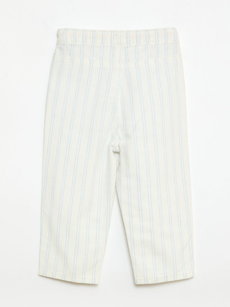 Pantalón blanco con rayas finas Blanco - Kiabi