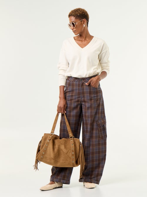 Pantalón bombacho de cuadros - Kiabi