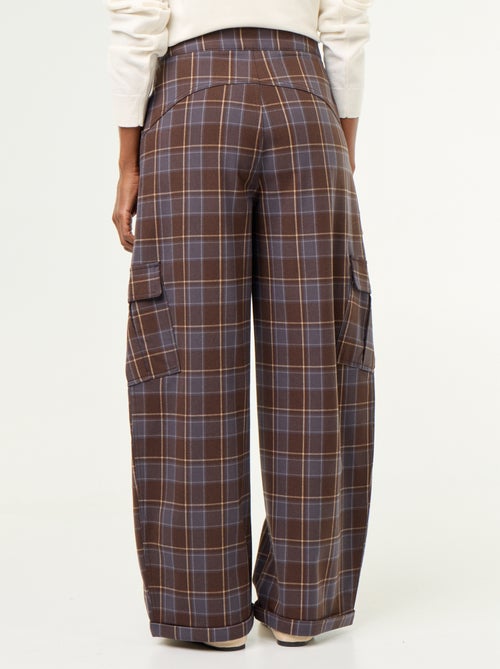Pantalón bombacho de cuadros - Kiabi