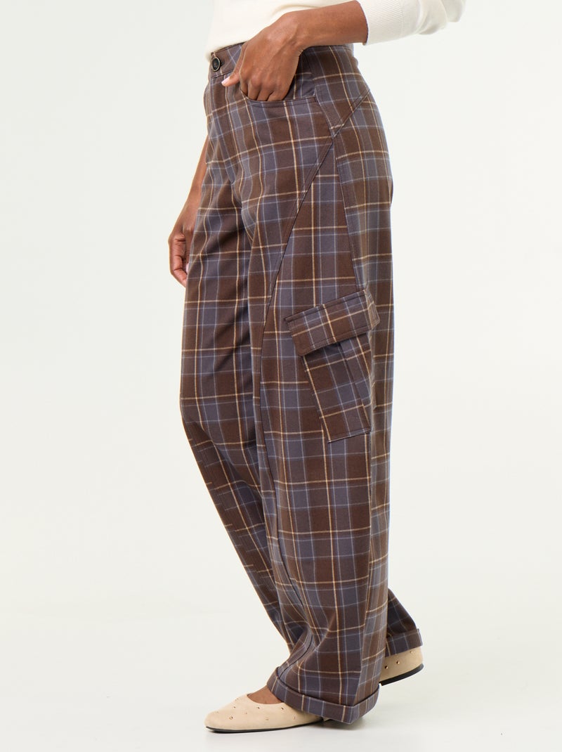 Pantalón bombacho de cuadros Marron - Kiabi