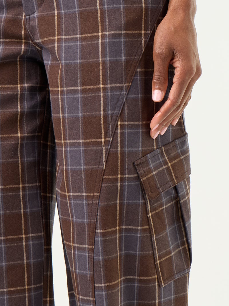 Pantalón bombacho de cuadros Marron - Kiabi