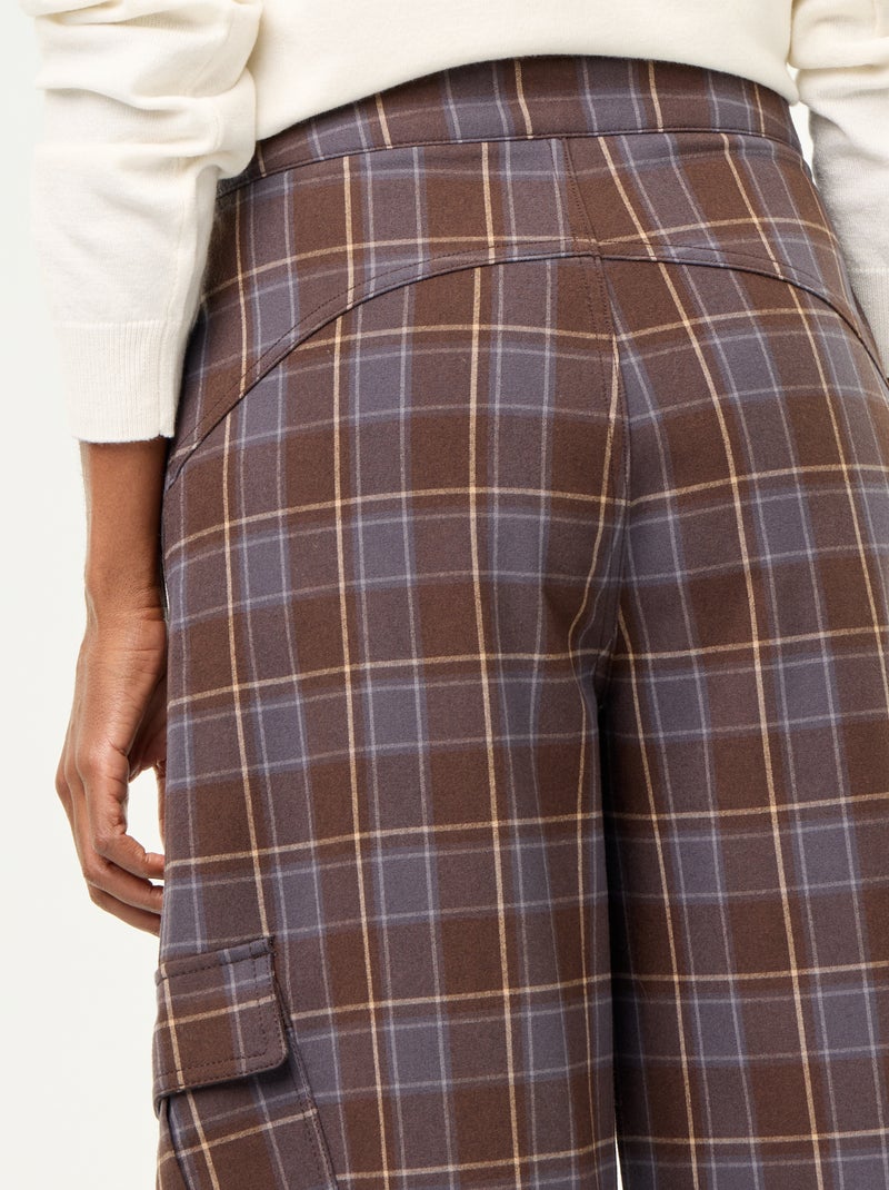 Pantalón bombacho de cuadros Marron - Kiabi