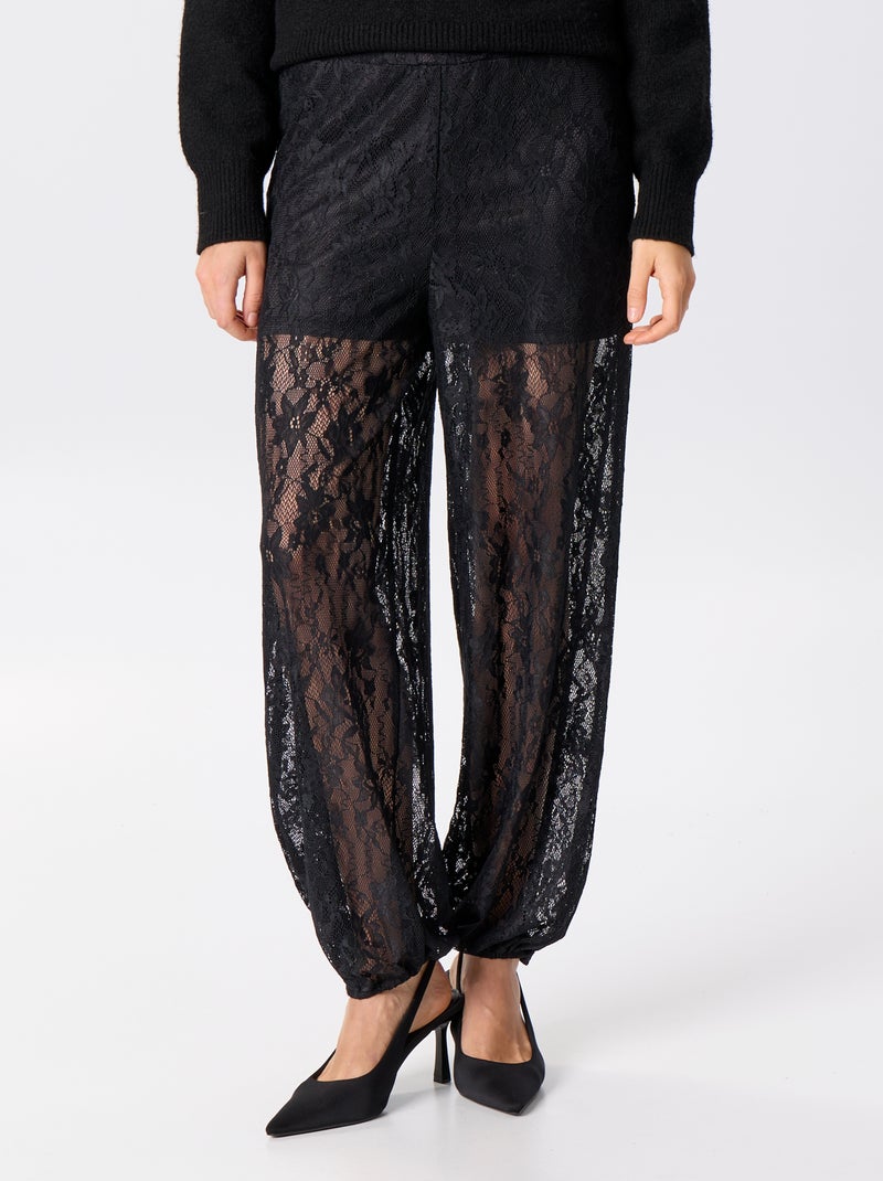 Pantalón bombacho de encaje Negro - Kiabi