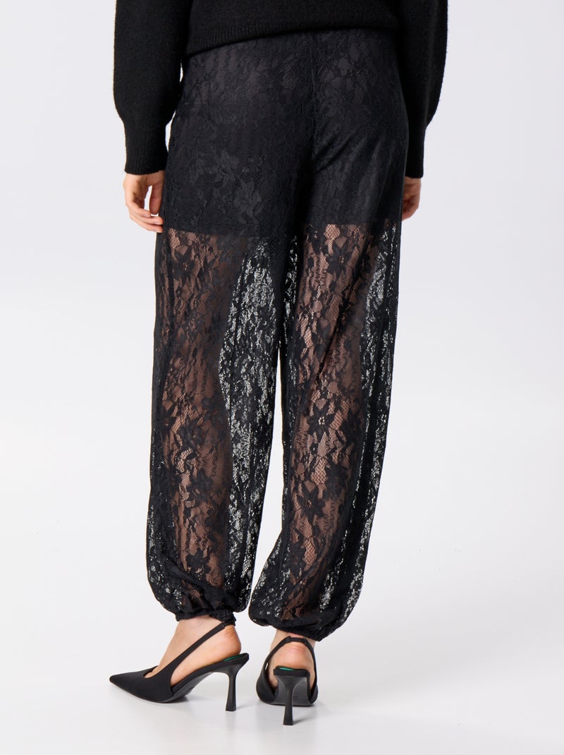 Pantalón bombacho de encaje Negro - Kiabi