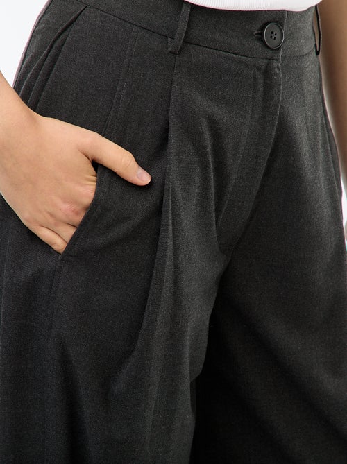 Pantalón bombacho de talle alto liso - Kiabi