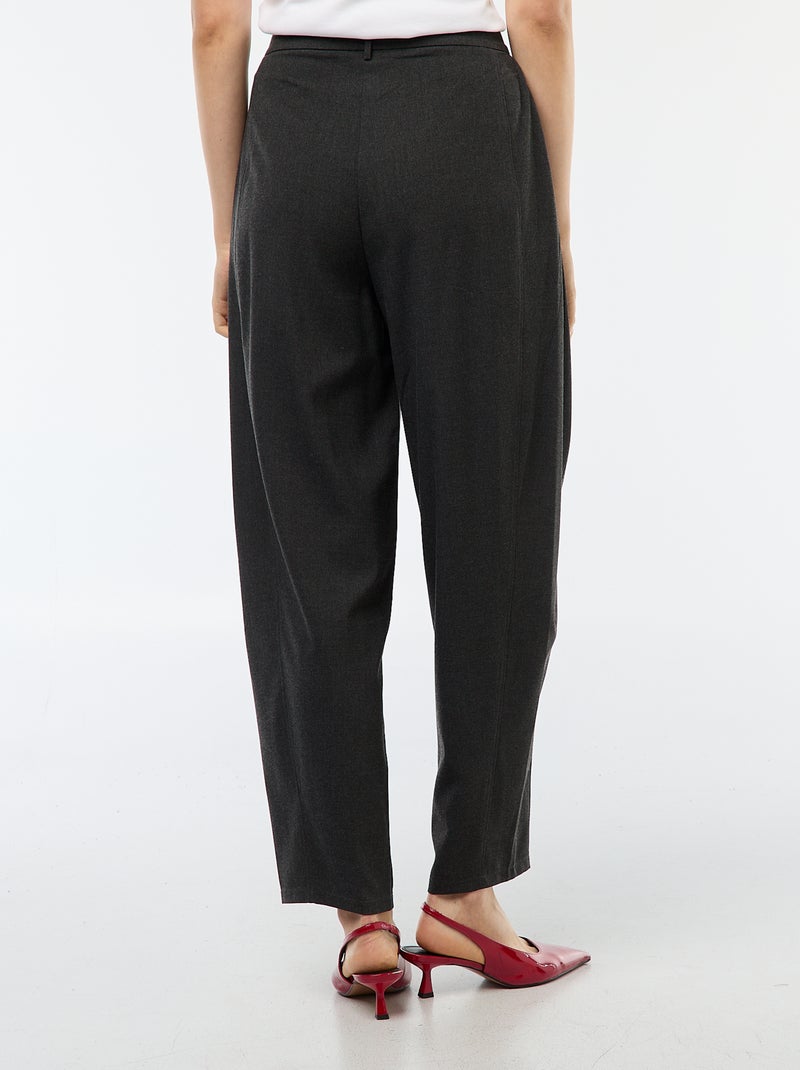 Pantalón bombacho de tiro alto liso Gris - Kiabi