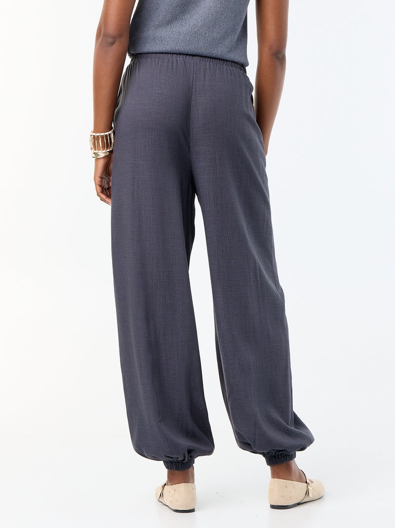 Pantalón bombacho liso con 2 bolsillos Gris - Kiabi