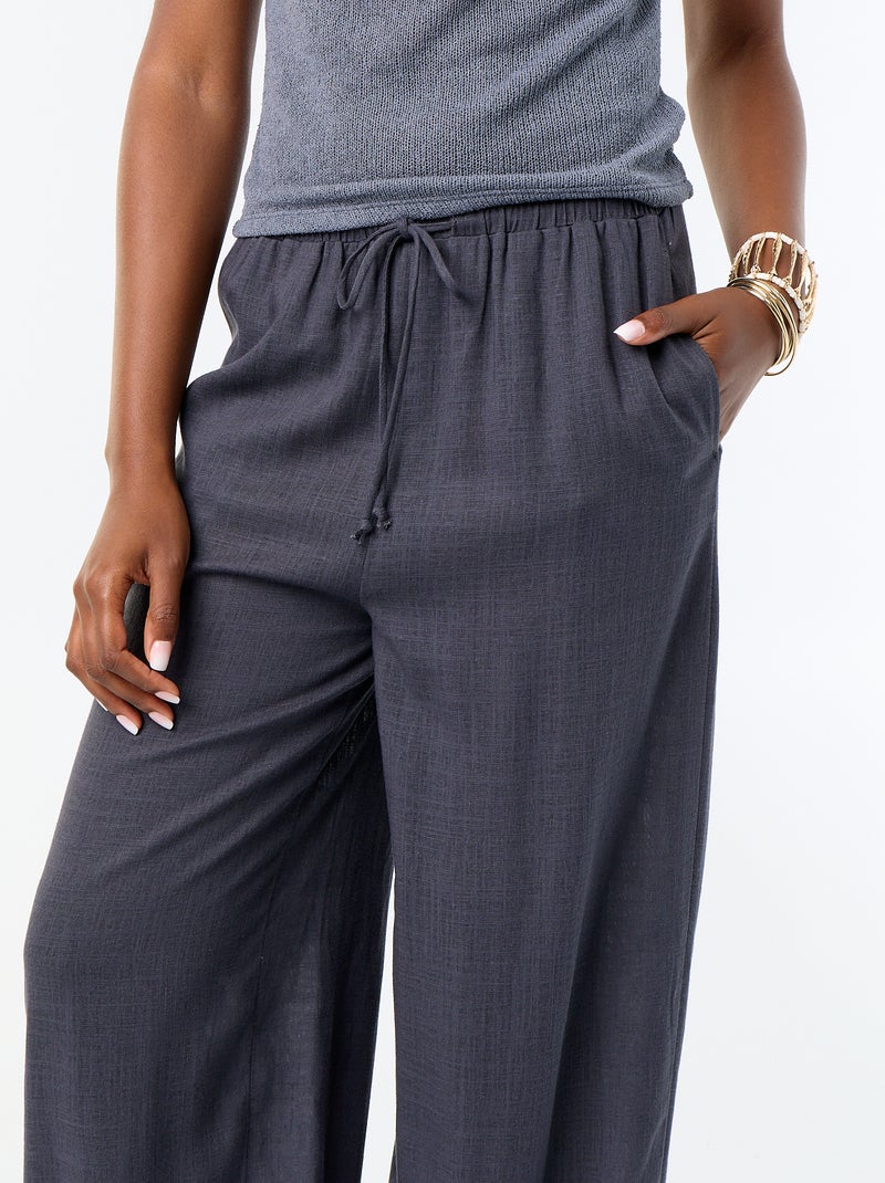 Pantalón bombacho liso con 2 bolsillos Gris - Kiabi