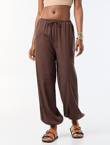 Pantalón bombacho liso con 2 bolsillos
