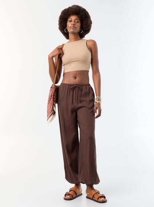 Pantalón bombacho liso con 2 bolsillos - Kiabi