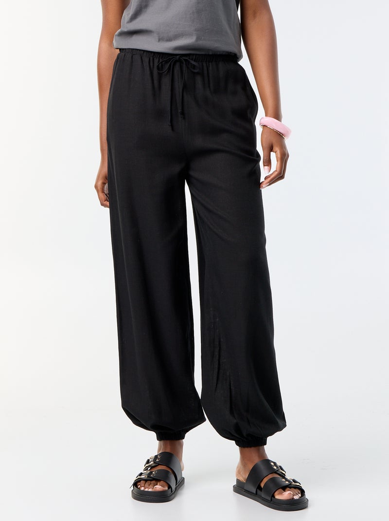 Pantalón bombacho liso con 2 bolsillos Negro - Kiabi