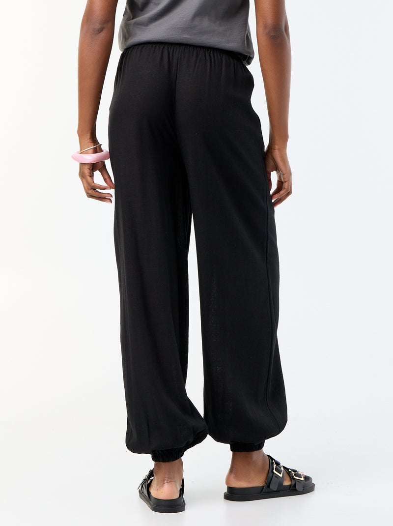 Pantalón bombacho liso con 2 bolsillos Negro - Kiabi