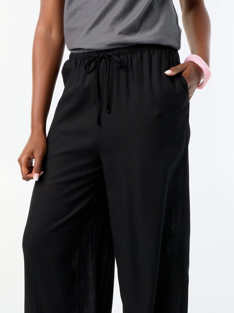 Pantalón bombacho liso con 2 bolsillos Negro - Kiabi