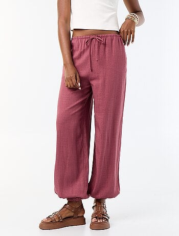 Pantalón bombacho liso con 2 bolsillos
