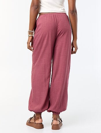 Pantalón bombacho liso con 2 bolsillos