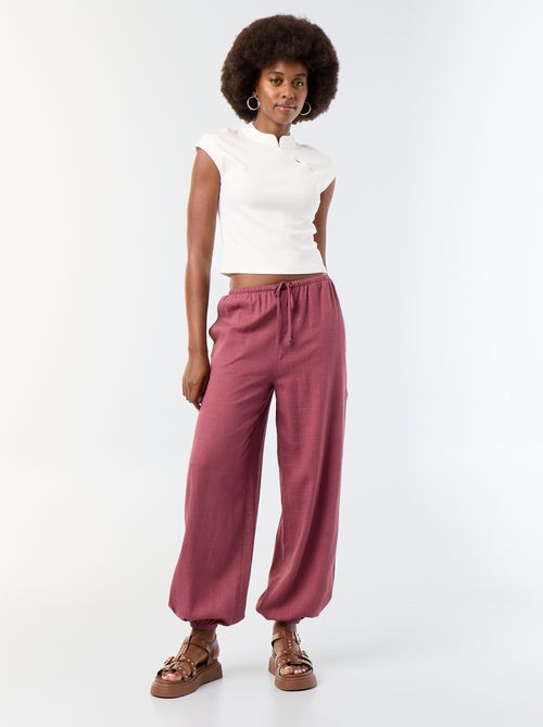 Pantalón bombacho liso con 2 bolsillos - Kiabi