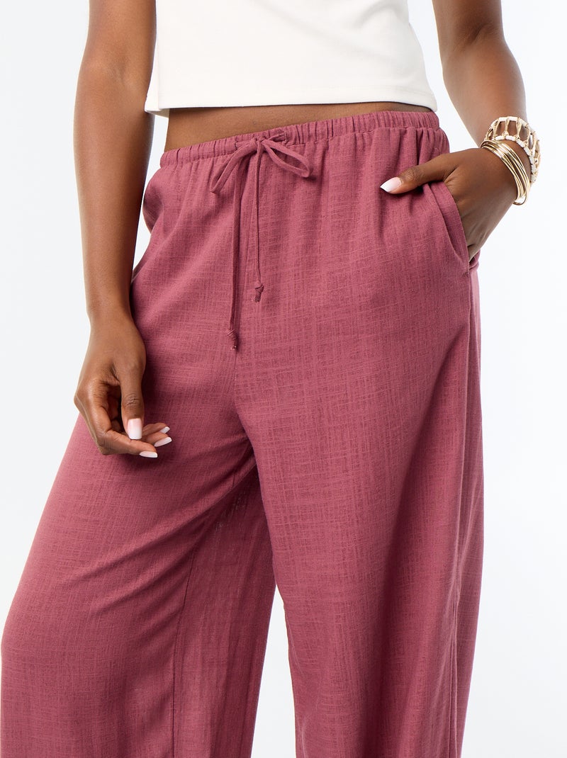 Pantalón bombacho liso con 2 bolsillos Rosa - Kiabi