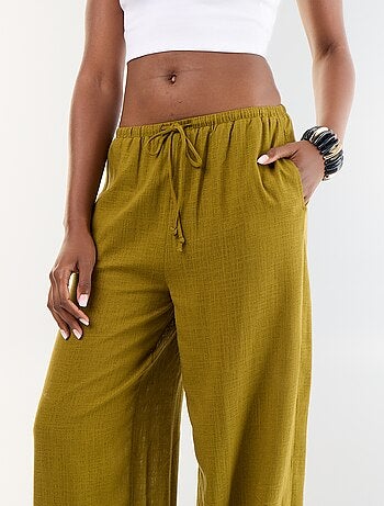 Pantalón bombacho liso con 2 bolsillos
