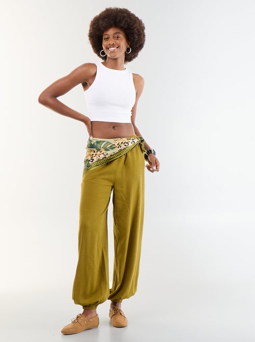 Pantalón bombacho liso con 2 bolsillos - Kiabi