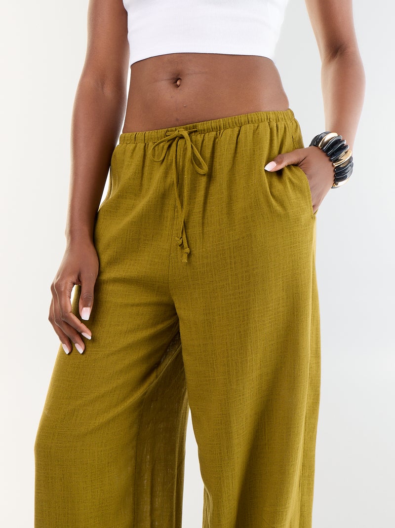 Pantalón bombacho liso con 2 bolsillos Verde - Kiabi