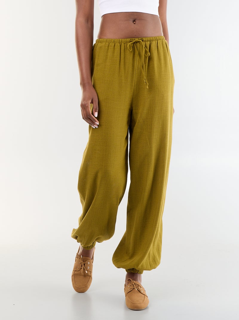 Pantalón bombacho liso con 2 bolsillos Verde - Kiabi