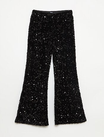 Pantalón brillante corte flare