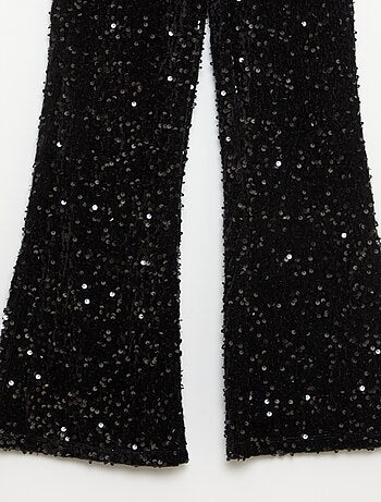Pantalón brillante corte flare
