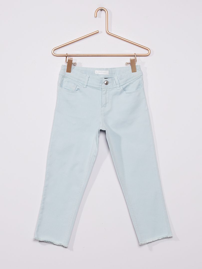 Pantalón capri de algodón elástico azul claro - Kiabi