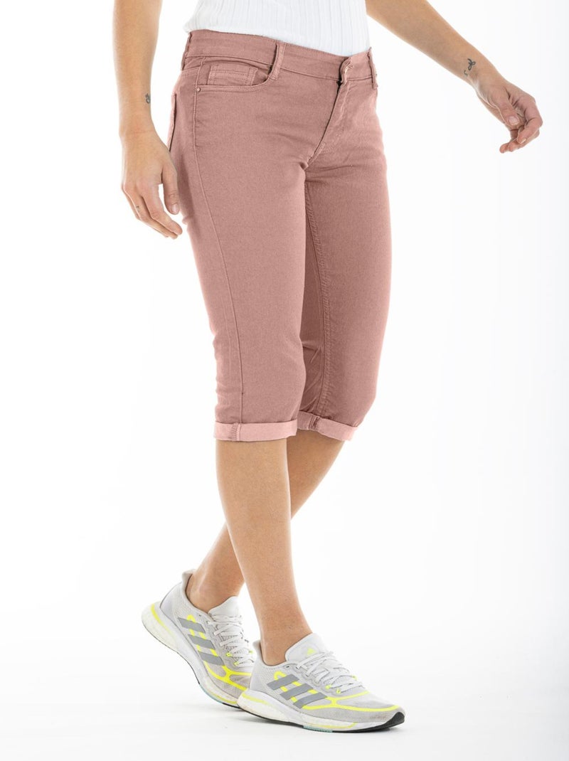 Pantalón capri de gabardina stretch POEMY  'Rica Lewis' Rosa viejo - Kiabi