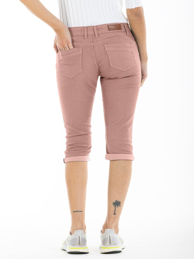 Pantalón capri de gabardina stretch POEMY  'Rica Lewis' Rosa viejo - Kiabi