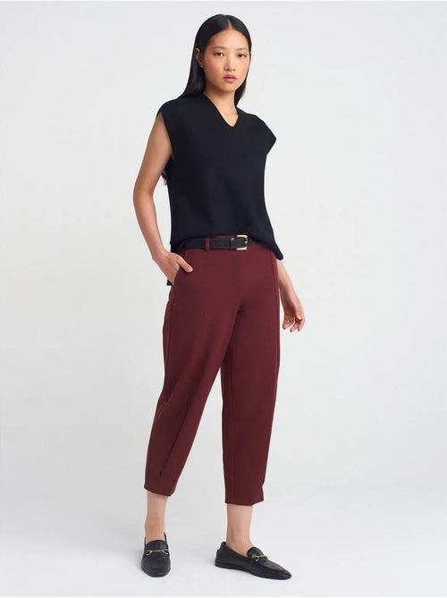 Pantalón capri de mujer de pernera recta con cinturón dilvin - Kiabi