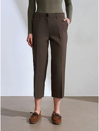 Pantalón capri de mujer de tiro alto con cinturón dilvin