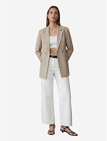 Pantalón capri de rayas de tiro alto y pernera ancha dilvin