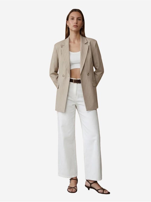 Pantalón capri de rayas de tiro alto y pernera ancha dilvin - Kiabi Pantalón capri de rayas de tiro alto y pernera ancha dilvin - Kiabi