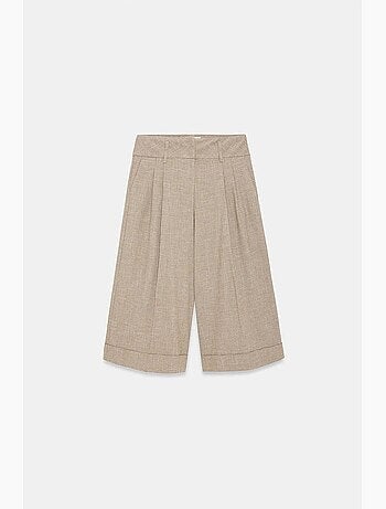 Pantalón capri de tiro alto con pinzas y pernera ancha dilvin