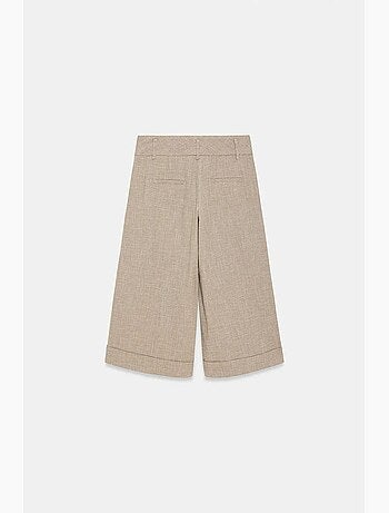 Pantalón capri de tiro alto con pinzas y pernera ancha dilvin