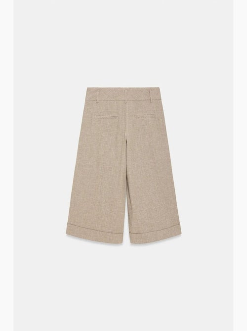 Pantalón capri de tiro alto con pinzas y pernera ancha dilvin - Kiabi