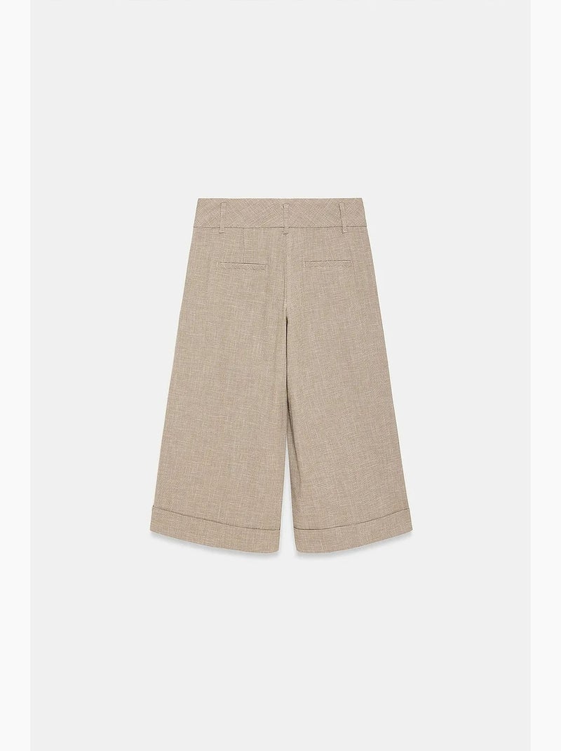 Pantalón capri de tiro alto con pinzas y pernera ancha dilvin Arena - Kiabi