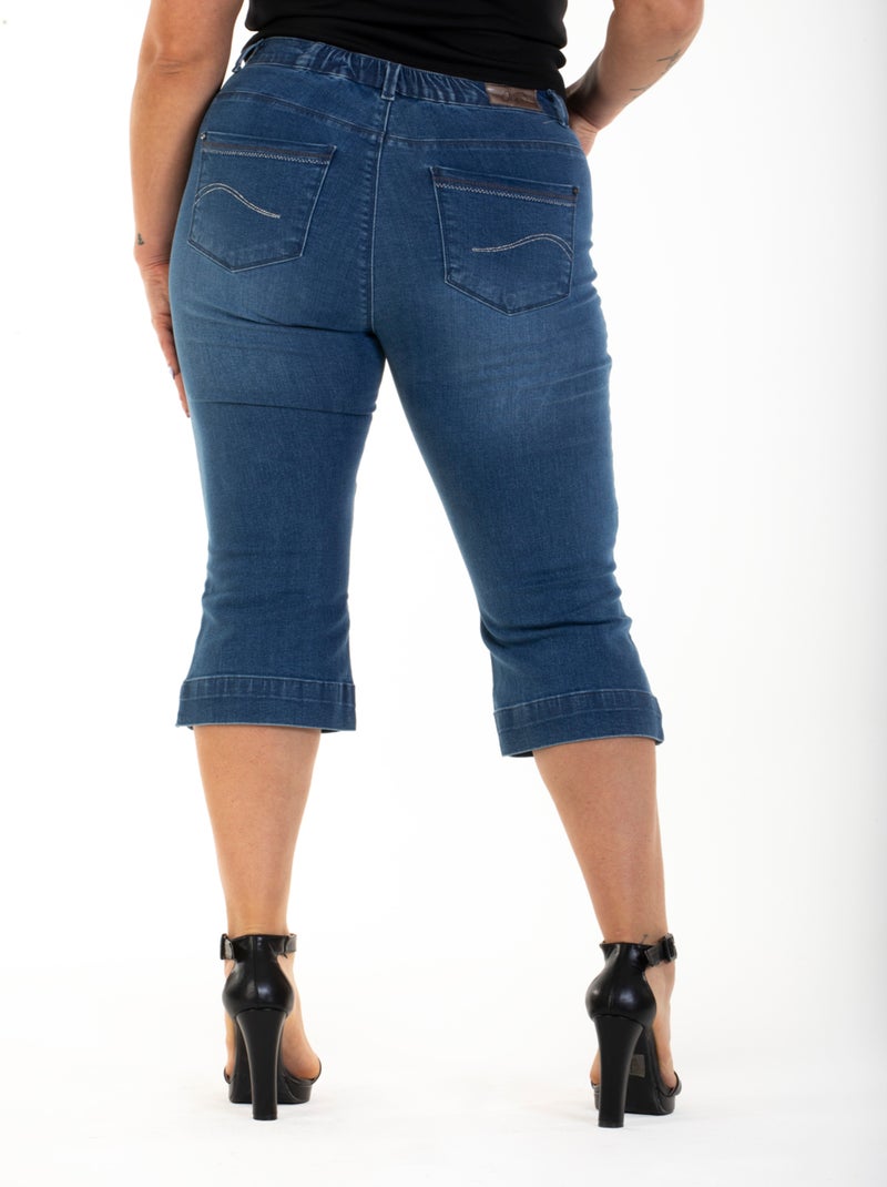 Pantalón capri talle alto stretch OBP17 'OBER' Azul - Kiabi
