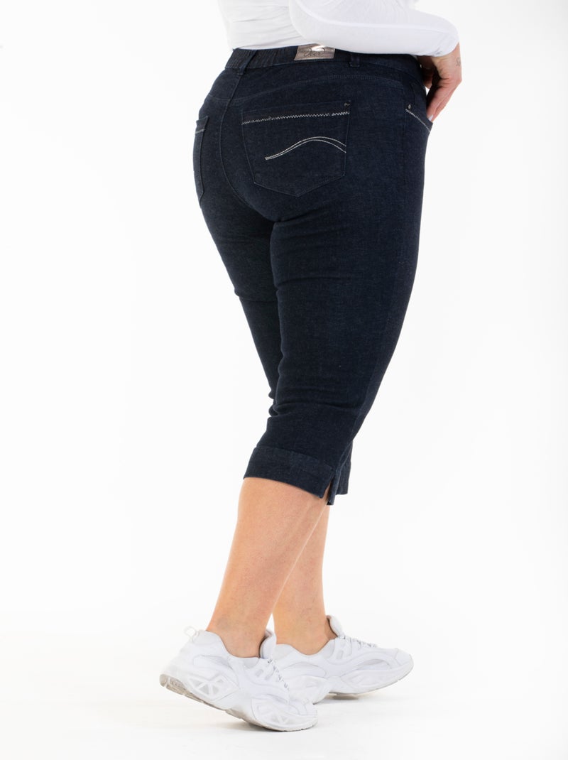Pantalón capri talle alto stretch OBP18 'OBER' Azul - Kiabi