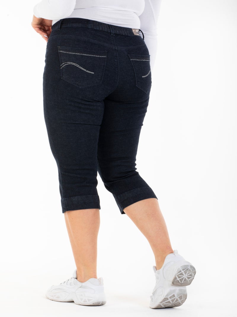 Pantalón capri talle alto stretch OBP18 'OBER' Azul - Kiabi