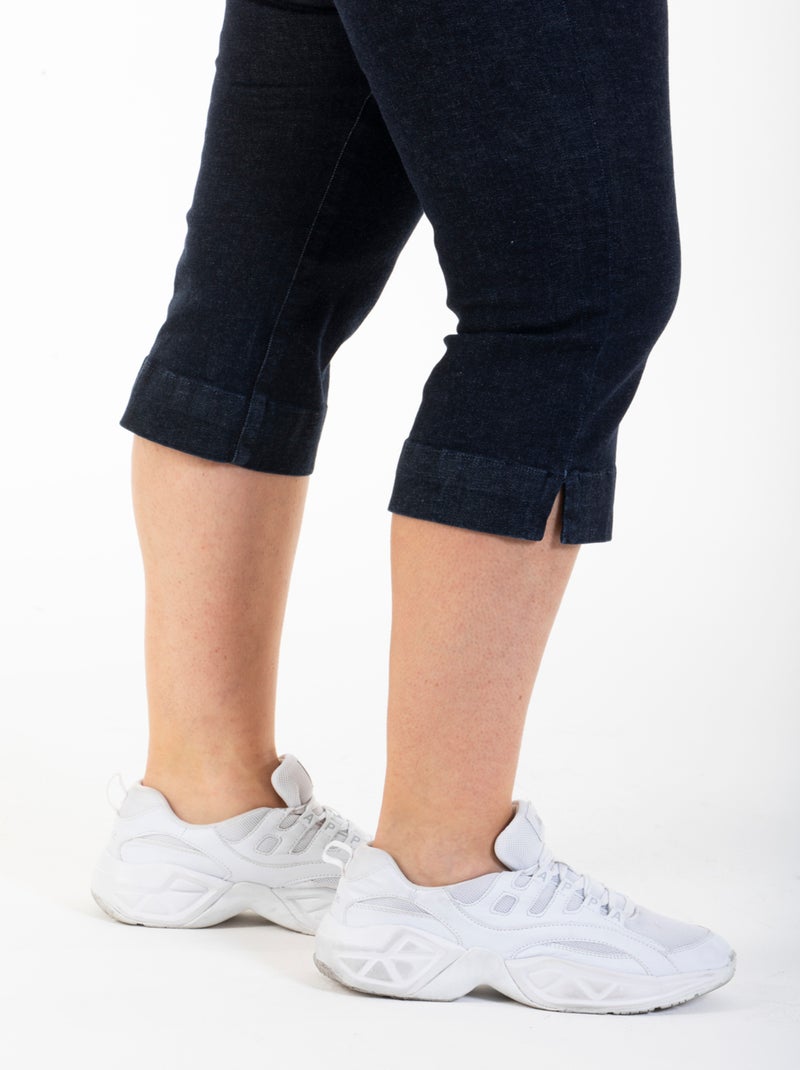 Pantalón capri talle alto stretch OBP18 'OBER' Azul - Kiabi