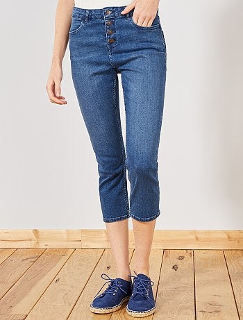 Pantalón capri vaquero con botones - Kiabi