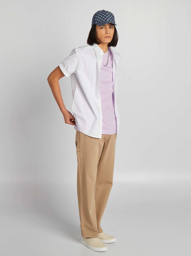 Pantalón cargo con pespuntes a contraste BEIGE - Kiabi