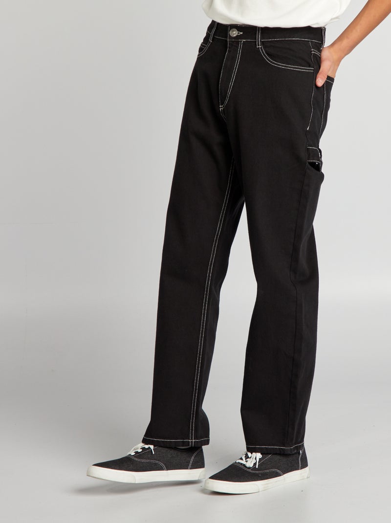 Pantalón cargo con pespuntes a contraste negro - Kiabi