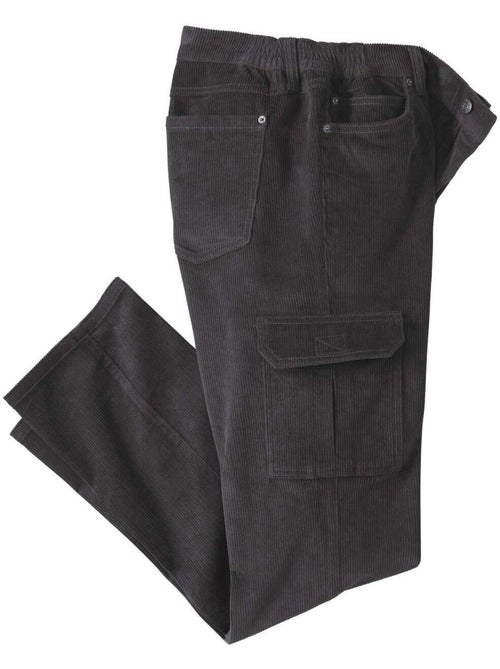 Pantalón cargo de pana de corte recto con cinturilla elástica - Kiabi Pantalón cargo de pana de corte recto con cinturilla elástica - Kiabi