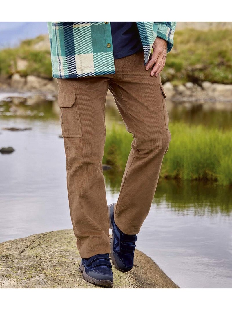 Pantalón cargo de pana stretch Camel - Kiabi