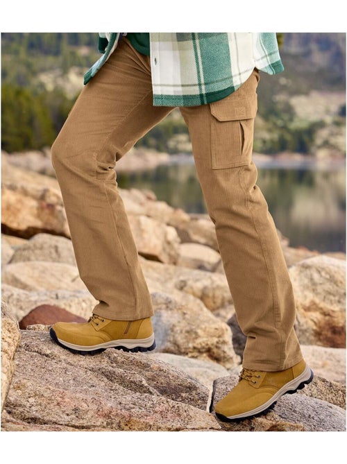 Pantalón cargo de pana stretch con cinturilla elástica y 7 bolsillos - Kiabi Pantalón cargo de pana stretch con cinturilla elástica y 7 bolsillos - Kiabi